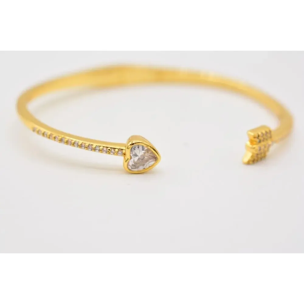 Kate Spade New York Floating Charm Bangle Bracelet Crystal Heart Arrow Gold Bin4